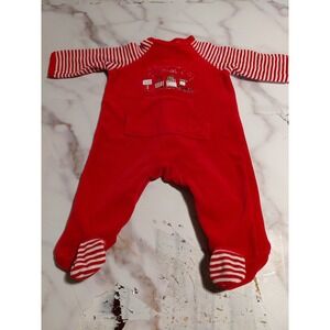 Little Me "My First Christmas" sleeper embroidered holiday train Coverall Sz 6m